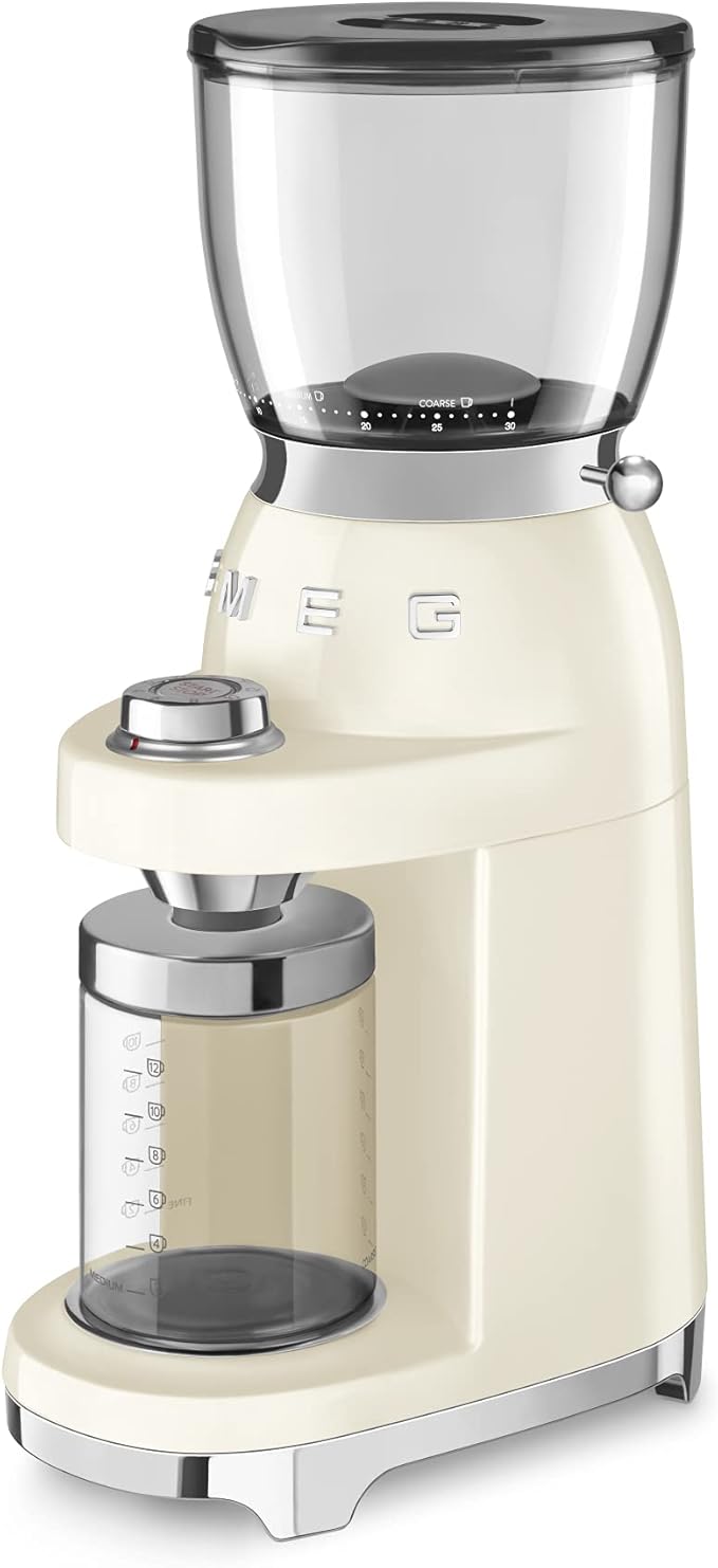 Smeg 50's Retro Style Aesthetic Coffee Grinder, CGF01 (Cream)