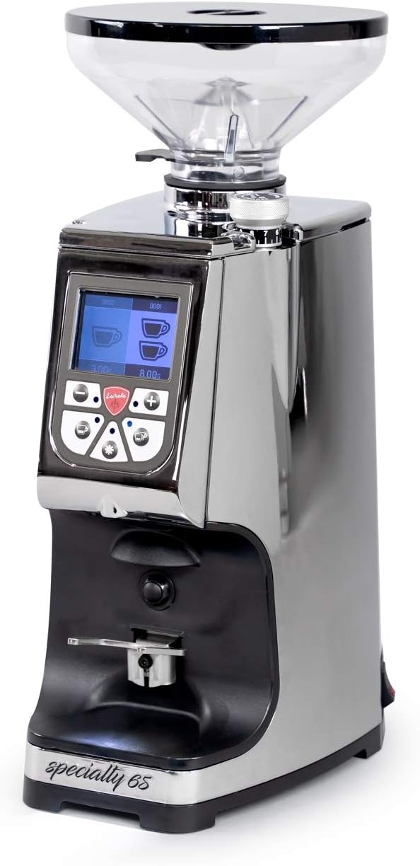 Eureka Atom Speciality 65 Espresso Grinder - Short Hopper | 65mm Flat Burrs | Silent Technology | Programmable Dosing | (Chrome)