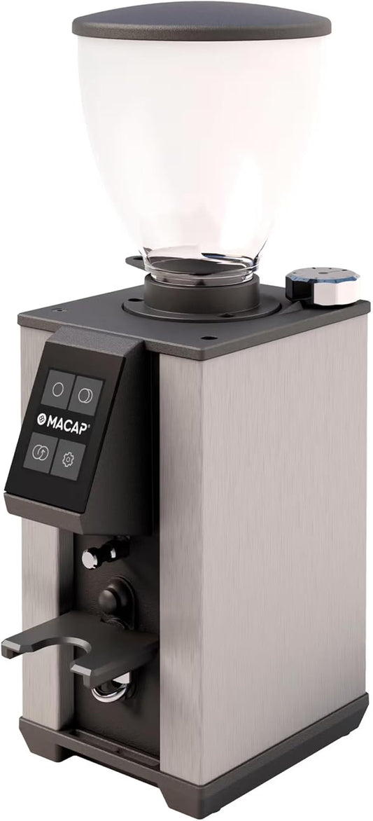 LEO 55 Touch Burr Coffee Grinder, Satin Gray – 55mm Flat Burrs, Compact & Quiet, Stepless Micrometric Adjustment, Precision Grinding, Home Espresso Machine Compatible, Touch Screen