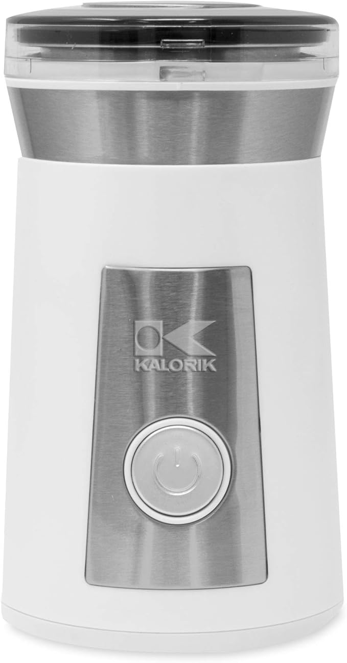 Kalorik Modern Multifunctional Coffee & Spice Grinder, White and Stainless Steel