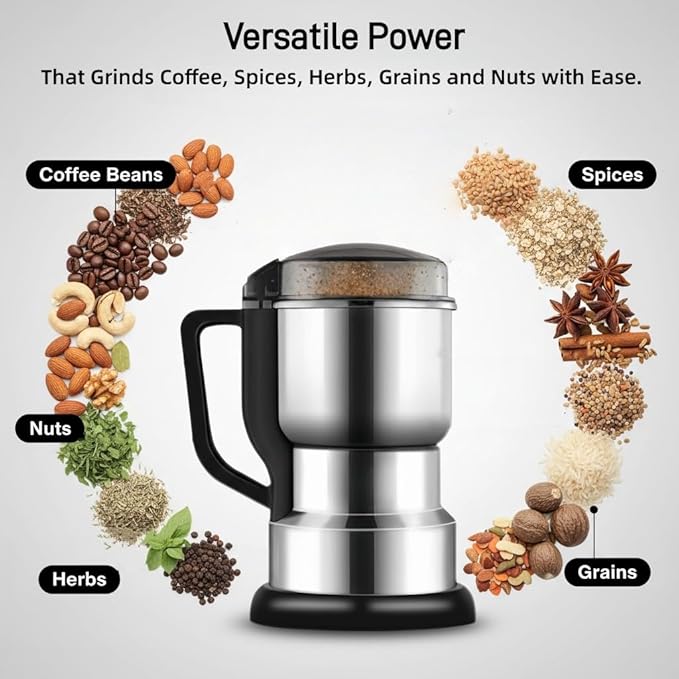 Coffee Grinder Electric, 400W Spice Grinder for Fine Powder, 14oz Large-Capacity Beans Herb Grinders with 304 Stainless Steel Blades, Grain Mills for Home Use