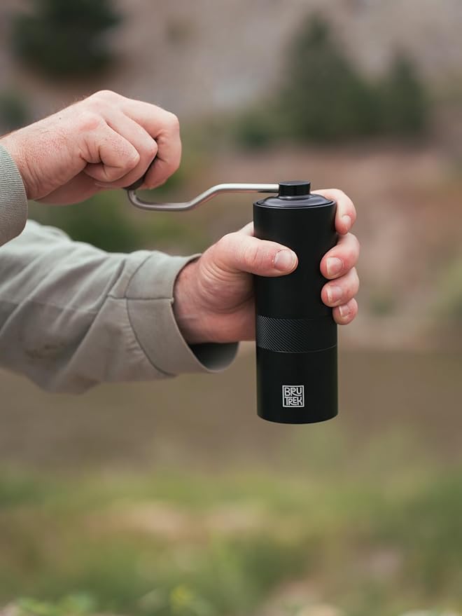BruTrek® by Planetary Design Camp Coffee Hand Grinder - Durable Travel Stainless Steel Burr Coffee Grinder, Adjustable Grind Size Settings, High Capacity, Made For Any Brewing Types
