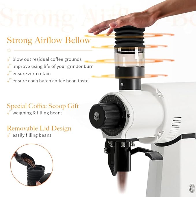 CAFEMASY Clear Single Dose Hopper and Silicone Bellow Compatible with Mahlkonig EK43 Coffee Grinder Cleaning Tool