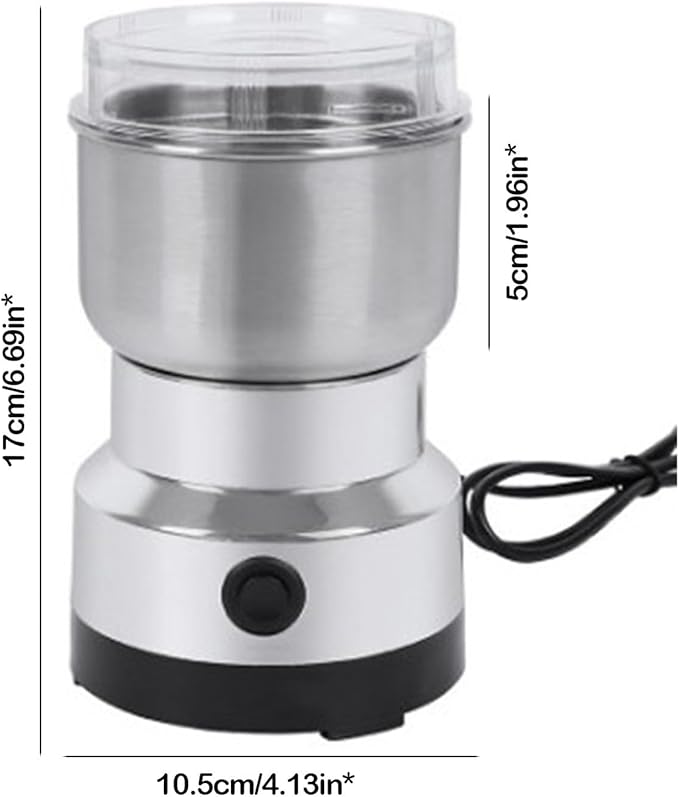 Stainless Steel Electric Coffee Grinder, Quiet Spice Grinder, One Touch Coffee Mill for Beans, Spices and More