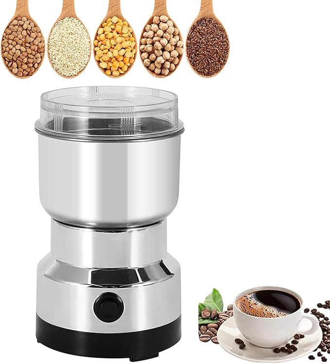 Spice Grinder, 150W Powerful Electric Coffee Bean Grinder with 4 Blades, 300ml Multi Function Mini Dry Grain Mill for Grain Nuts Seasoning Coffee Beans Spices