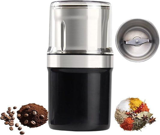 Voltix Electric Multi-Use Cup Grinder, Large Capacity Stainless Steel, Portable Electric Coffee Grinder & Spice Grinder for Home Kitchen, One Touch Coffee Mill for Beans, Spices (Straight Blade)
