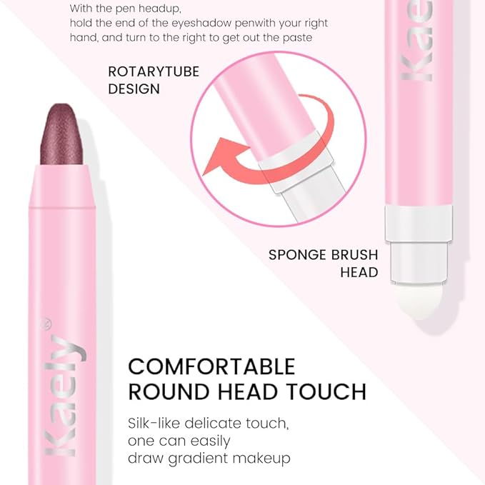 evpct 2Pcs Cream Eye Shadow Brightener Sticks Set for Eyes Waterproof, Orchid & Rose Shimmer Cream Eyeshadow Applicator Stick Long Lasting Pigmented Eye Makeup sombras en crema para ojos 26+27