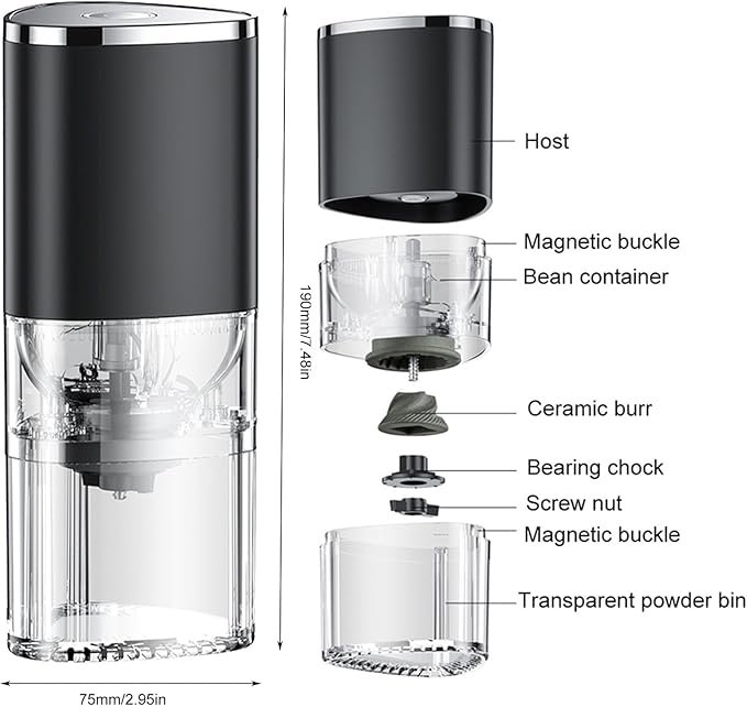 Coffee Grinders for Home USE, Burr Coffee Grinder, Ccoffee Maker with Grinder Built in USB Charging, Adjustable Coarse/Fine Grinding, Suitable for Various Coffee Brewing Modes