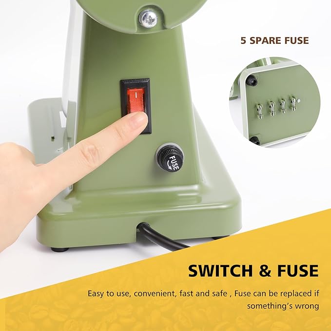Electric Coffee Grinder Burr Espresso Coffee Bean Grinder Small Automatic Stainless Steel Coffee Mill With Brush, Pea Green