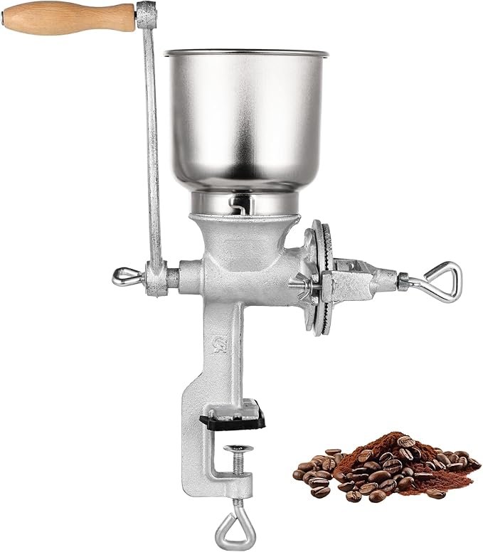 High Hopper Corn Grinder,Cast Iron Grain Grinder Manual Coffee Grinder,Mill-Heavy Duty Hand Grinder with Large Hopper for Barley Wheat Berries Coffee Chickpeas Pepper Dried Beans,Corn and Flours
