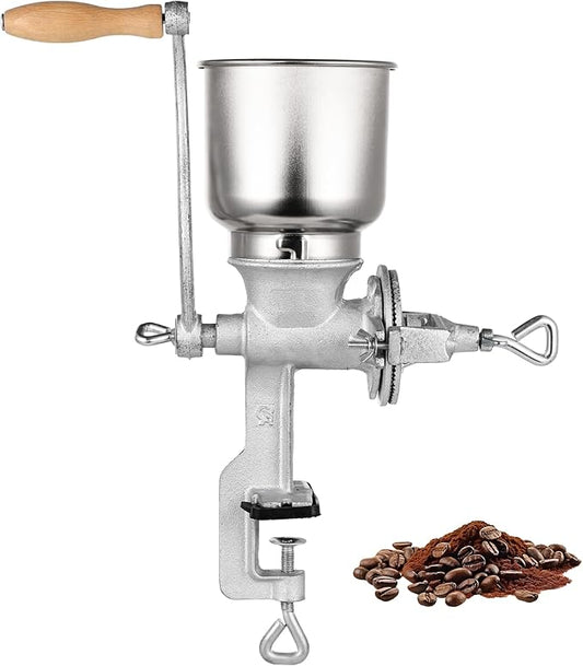 High Hopper Corn Grinder,Cast Iron Grain Grinder Manual Coffee Grinder,Mill-Heavy Duty Hand Grinder with Large Hopper for Barley Wheat Berries Coffee Chickpeas Pepper Dried Beans,Corn and Flours