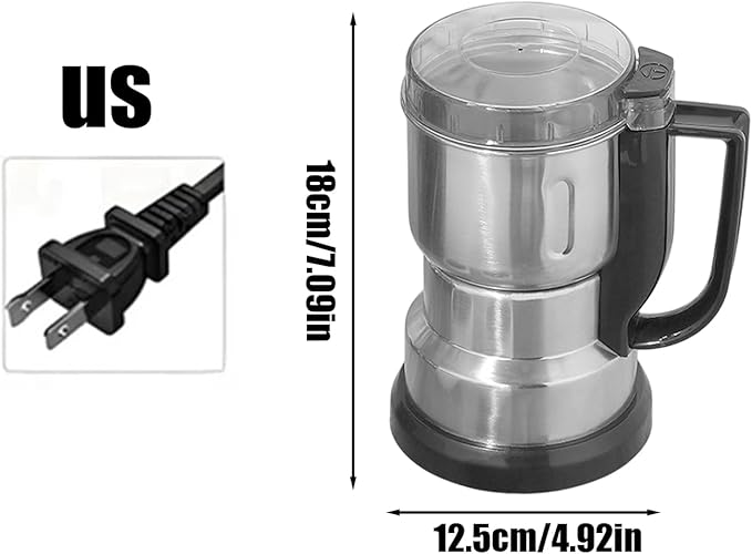 Mini Electric Grain Grinder - Kitchen Mill Machine, Dry Food Powder | Compact Coffee Bean Nut Chopper Processor, Hand Operated Small Grinding