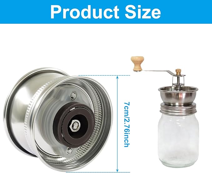 1 Pack Manual Coffee Grinder, Stainless Steel Burr Ceramic Burr for Camping Home Barista(70mm)