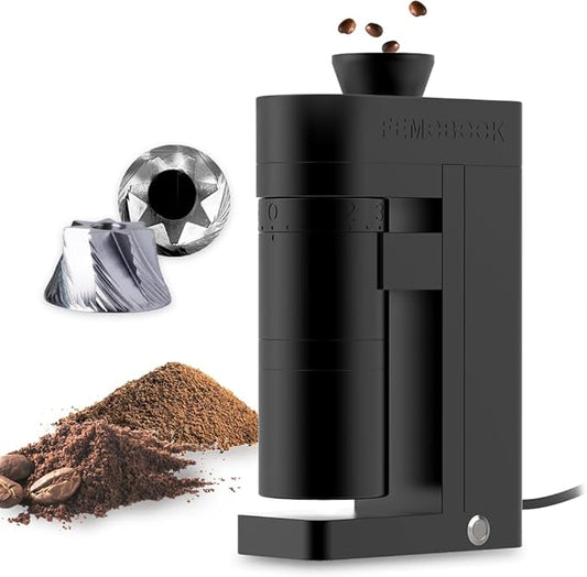 FEMOBOOK-A5 Electric Burr Coffee Grinder, Plug-in Single Dose Espresso Grinder with 53mm Stainless Steel Conical Burr, 300+ Grind Settings,