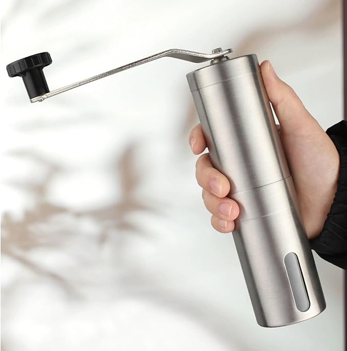 Manual Coffee Grinder Coarse/Fine Grind Stainless Steel Coffee Bean Grinder Ceramic Burr Portable Espresso/Drip Grind Travel & Home Use