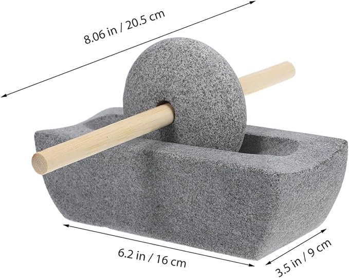 ABOOFAN 1 Set Traditional Chinese Stone Mill Manual Grinder with Hand Crank for Tea Spice Grinding Compact Rolling Pestle for Home Use Ergonomic Design for Effortless Grinding