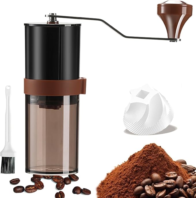 Manual Coffee Grinder with Internal Adjustments, 30g Capacity Hand-Crank Bean Mill, Portable Conical Burr Grinder for Espresso, Pour Over, French Press, Travel/Camping/Office
