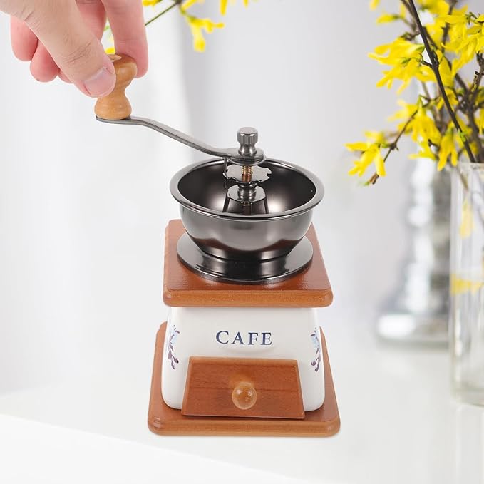 KICHOUSE Elegant Manual Coffee Machine Grinder Ceramic Burr Coffee Bean Mill Mini Pepper Grinder Space-saving for Kitchen