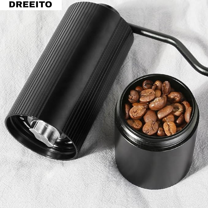 Manual Coffee Grinder – Stainless Steel CNC Conical Burr Hand Grinder, 30g Capacity, Adjustable Coarse-to-Fine Settings, Portable Coffee Mill With Brush (Black)