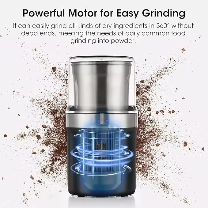 Electric Coffee Grinder, Innovative Coffee Grinder, With Heavy-Duty Stainless Steel Grind Blades,2/3 Cup Coffee Bean Capacity, One Touch Push-Button Control for Crus
