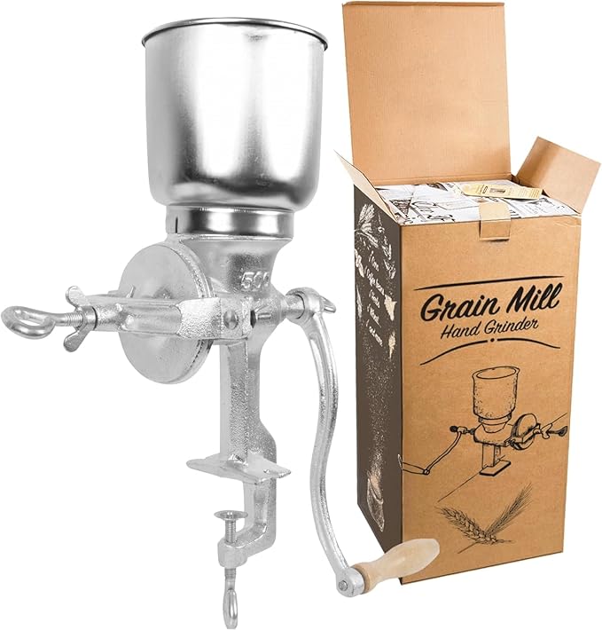 Hand Crack Corn Grain Mill Grinder Manual Mill Food Grinder Grain Mill Iron for Corn Coffee Food Wheat Oats Nut Herbs Spices Seeds Crusher Great for Restaurants Commercial Kitchens Bakery