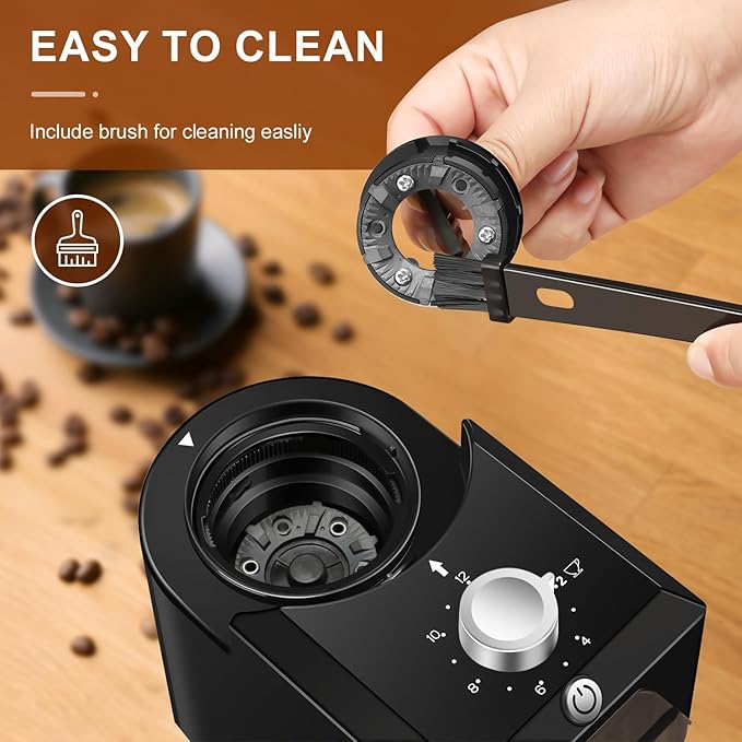 Flat Electric Burr Coffee Grinder,Adjustable Burr Mill with 28 Precise Grind Setting for French Press, Drip Coffee and Espresso,Coffee Maker (White)