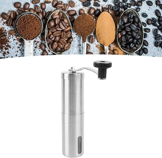 Manual Coffee Bean Grinder Stainless Steel Hand Coffee Mill Ceramic Burr for Aeropress, Drip Coffee, Espresso, French Press, Turkish Brew