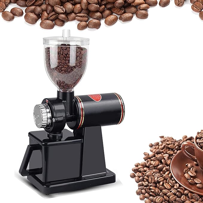 Electric Conical Burr Coffee Grinder Portable Coffee Bean Grinder Stainless Steel Smart Grinder with Adjustable Settings for Espresso, Spices, Nuts, Grains (Ordinary b,Ordinary Black 220V