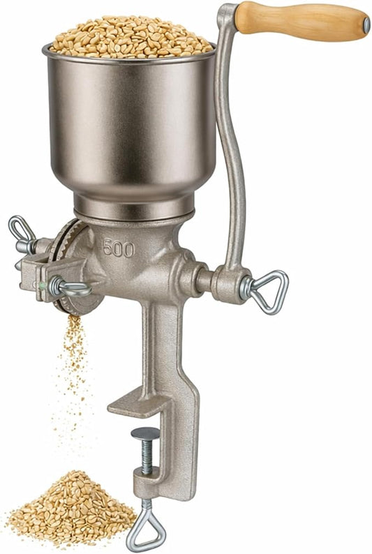 Grain Mill Iron Grinder Manual Food Grinder Hand Crack Hand Operated Mill for Corn Crank Grains Oats Wheat Coffee Nuts Malt