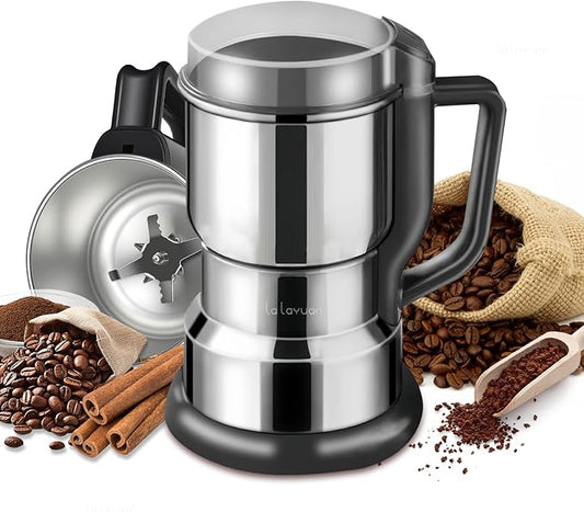 Electric Coffee Bean Grinder, 300W Motor, 8-Blade Stainless Steel, 14oz/250g Capacity, for Spices Grains Nuts, with Hand Wash Bowl, electric blade coffee grinders