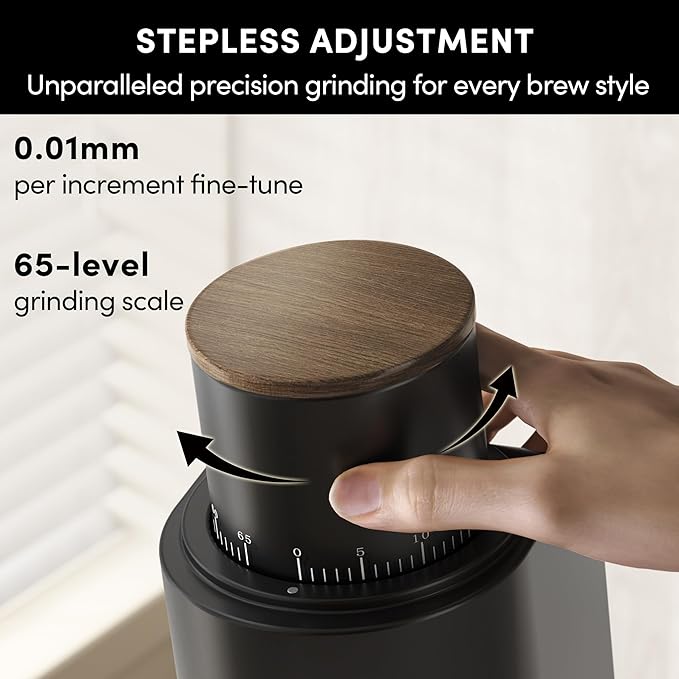 Single Dose Coffee Grinder,Wirsh Geimori GU38 Coffee Grinder with 38mm 6-Core Stainless Steel Conical Burr, 0.01mm Stepless Adjustment, Low Retention Espresso Grinder with Magnetic Dosing Cup,Upgrade