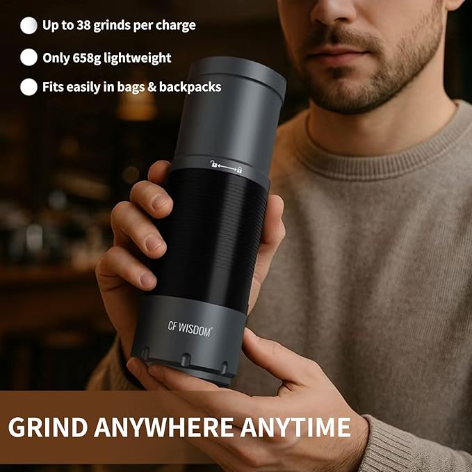 Portable Electric Coffee Grinder, Conical Burr Coffee Grinder – Dual Mode Manual & Electric Grinder Manual with Adjustable Grind Settings, Hand Bean Grinder for RV, Hiking, Office