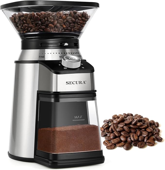 Secura Conical Burr Coffee Grinder Electric Coffee Bean Grinder with 17 Precise Grind Settings Automatic 2-12 Cups Coffee Grinder for Espresso French Press Coffee