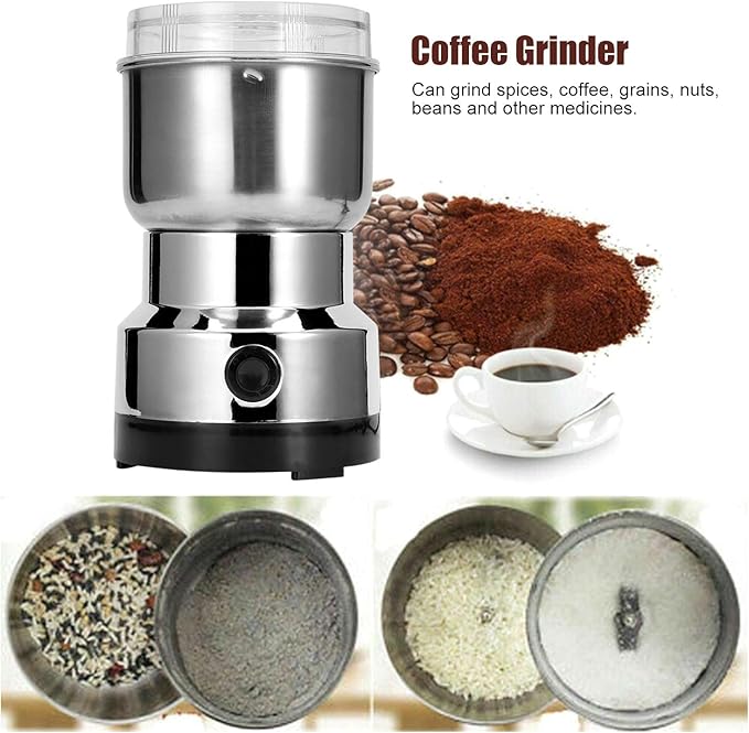Fdit Coffee Grinder, Stainless Steel Grind Crusher, Electric Coffee Coffee Nut Grain Grinder for Coffee Beans, Kitchen s,Nuts(US)