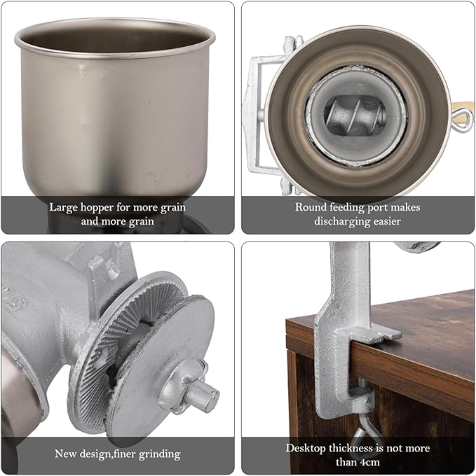 Hand Crank Manual Corn Grain Grinder, Portable Table Clamp Maker Hand Corn Mill for Wheat Grains Coffee Nut Mill, Great for Restaurants, Commercial Kitchens, Bakery, Home Cook