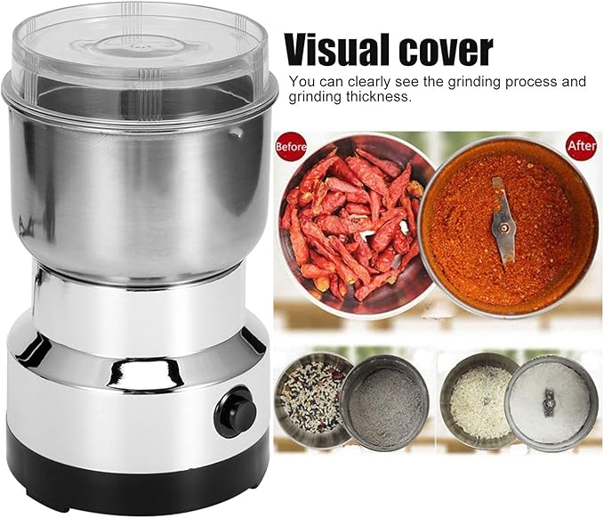 Fdit Coffee Grinder, Stainless Steel Grind Crusher, Electric Coffee Coffee Nut Grain Grinder for Coffee Beans, Kitchen s,Nuts(US)
