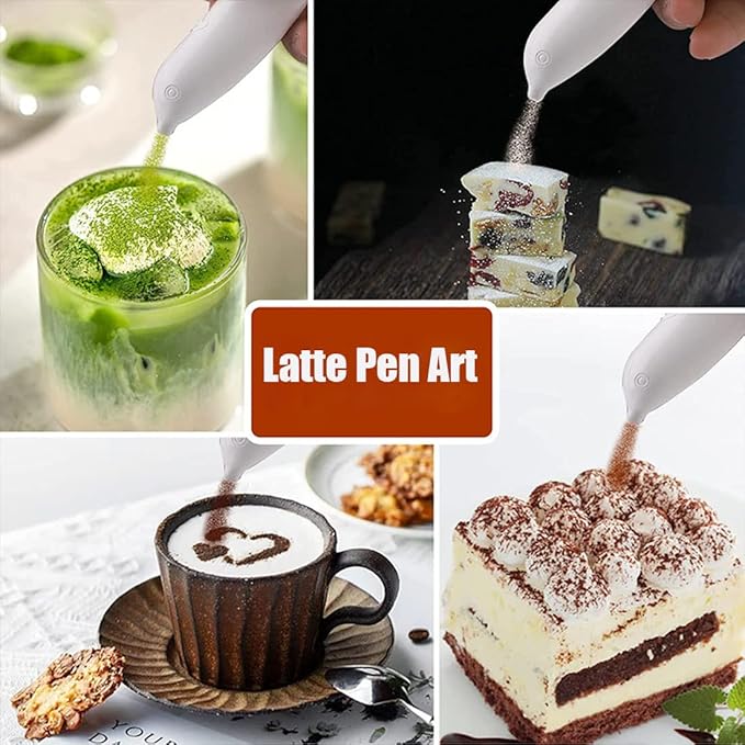 TuTuYa Latte Pen, Electric Coffee Pen Spice Pen for Latte & Food DIY, Works with Cinnamon/Salt/White sugar/Fine Coffee Grinds,Powered by Battery (Purple)
