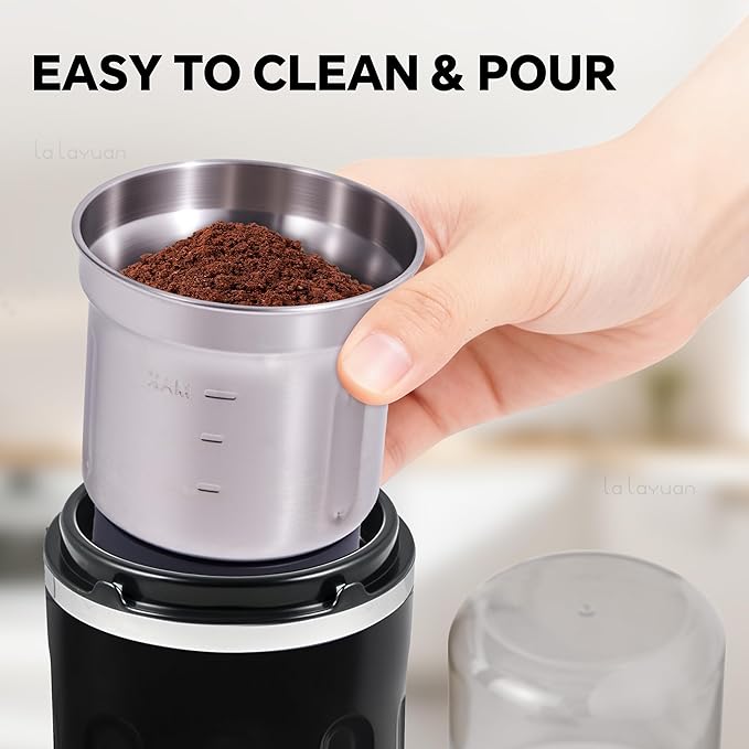 Electric Coffee Grinder, 28000rpm, Vegetable, Seed, Spice Grinding, Kitchen Wet Grinding and Dry Grinding 2-in-1, Removable Bowl, US Plug (Black, Dry Grind (1 Bowl))