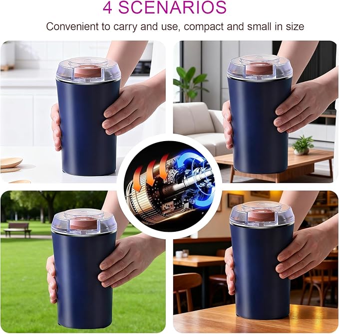 2026New Multifunctional Electric Coffee Grinder, 200W Powerful Portable Bean Grinder with Heavy-Duty Stainless Steel Blade, One-Touch Operation for Coffee Beans, Spices & Grains, Kitchen & Home Use