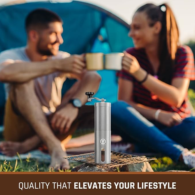 Manual Coffee Grinder by iTrends – Stainless Steel Manual Coffee Bean Grinder, Manual Burr Hand Crank Coffee Grinder with Adjustable Settings for Espresso to Coarse Coffee. Perfect Coffee Lovers Gift.