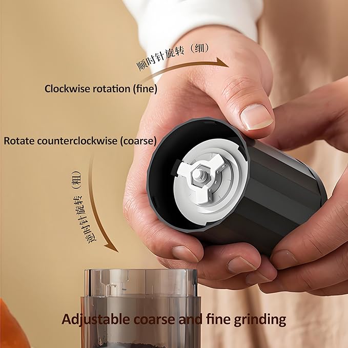 Manual Coffee Grinder with Ceramic Burr, Portable Conical Mill for Home, Office, Travel, Camping, Black