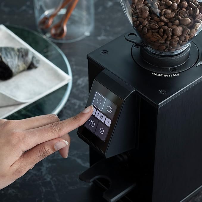 LEO 55 Touch Burr Coffee Grinder, White – 55mm Flat Burrs, Compact & Quiet, Stepless Micrometric Adjustment, Precision Grinding, Home Espresso Machine Compatible, Touch Screen