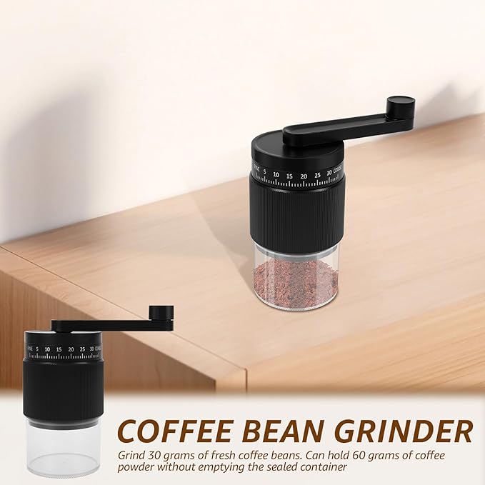 Manual Coffee Grinder, Adjustable Coarse to Fine, Portable Hand Crank Coffee Bean Mill with 35 Adjustable Settings for Espresso French Office Home Camping(black)