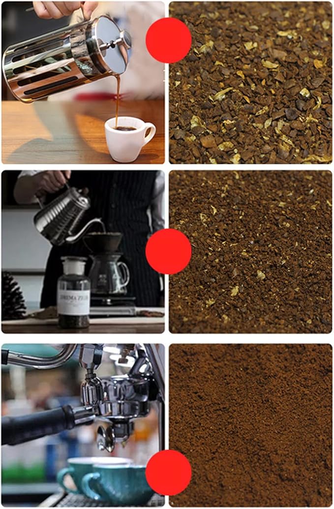 Coffee Grinder Flat Burr Coffee Grinder with 8 Grind Settings, Coffee Bean Grinder Adjustable Grinding for for Espresso French Press Drip Americano, Home Use, Black