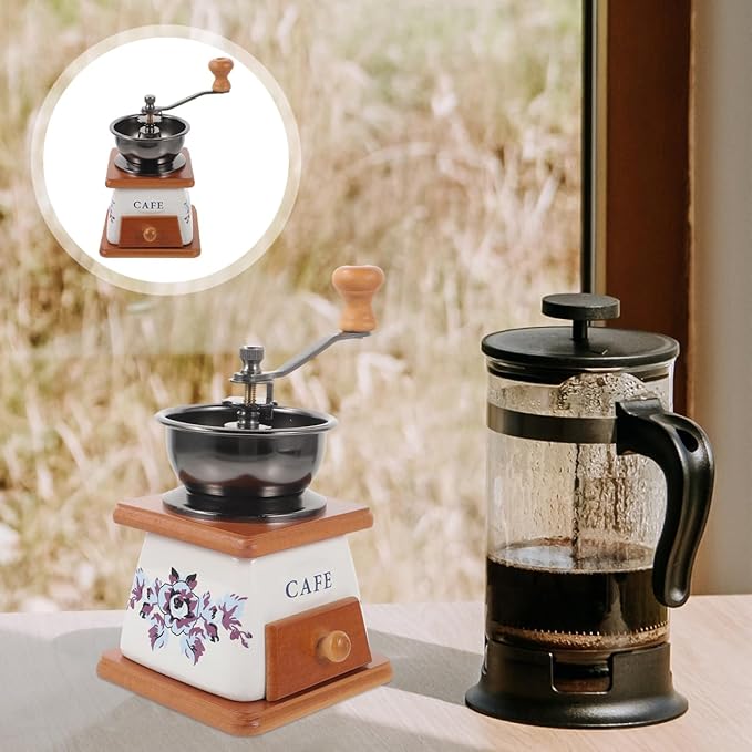 KICHOUSE Elegant Manual Coffee Machine Grinder Ceramic Burr Coffee Bean Mill Mini Pepper Grinder Space-saving for Kitchen