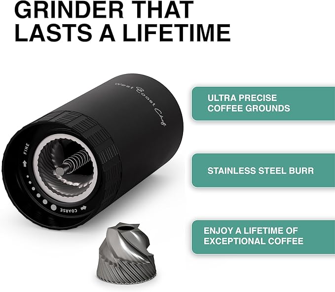 Manual Burr Coffee Grinder - Portable Espresso Hand Grinder for Travel
