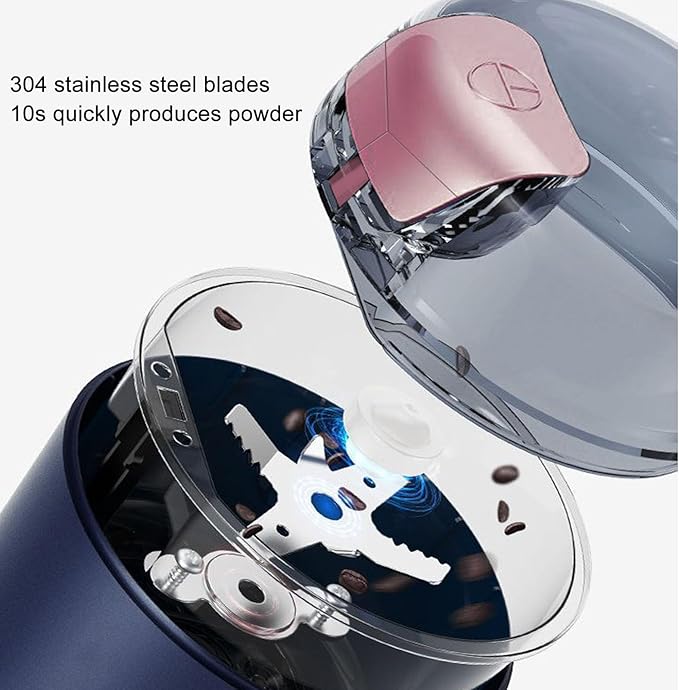 200g Capacity Coffee and Grinder for Beans, with Powerful 200W Motor, Stainless Steel Blades, Compact Portable, 110V US Plug