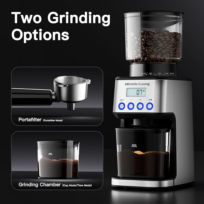 Espresso Grinder, Burr Coffee Grinder with 51 Grind Settings, Precision Timer, Stainless Steel Coffee Grinder with Easy Cleaning, Anti-Static Design & 3 Operation Modes