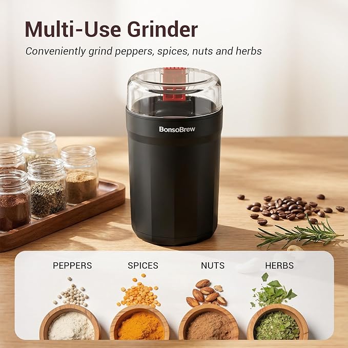 Electric Coffee Grinder, Coffee Bean and Spice Grinder, With Heavy-Duty Stainless Steel Grind Blades