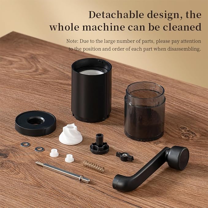 Manual Conical Burr Coffee Grinder, Ceramic Mill, Hand Crank,Portable,Perfect for Espresso maker at home,Travel,Camping,Internal Adjustable Setting, Visible Powder Bin